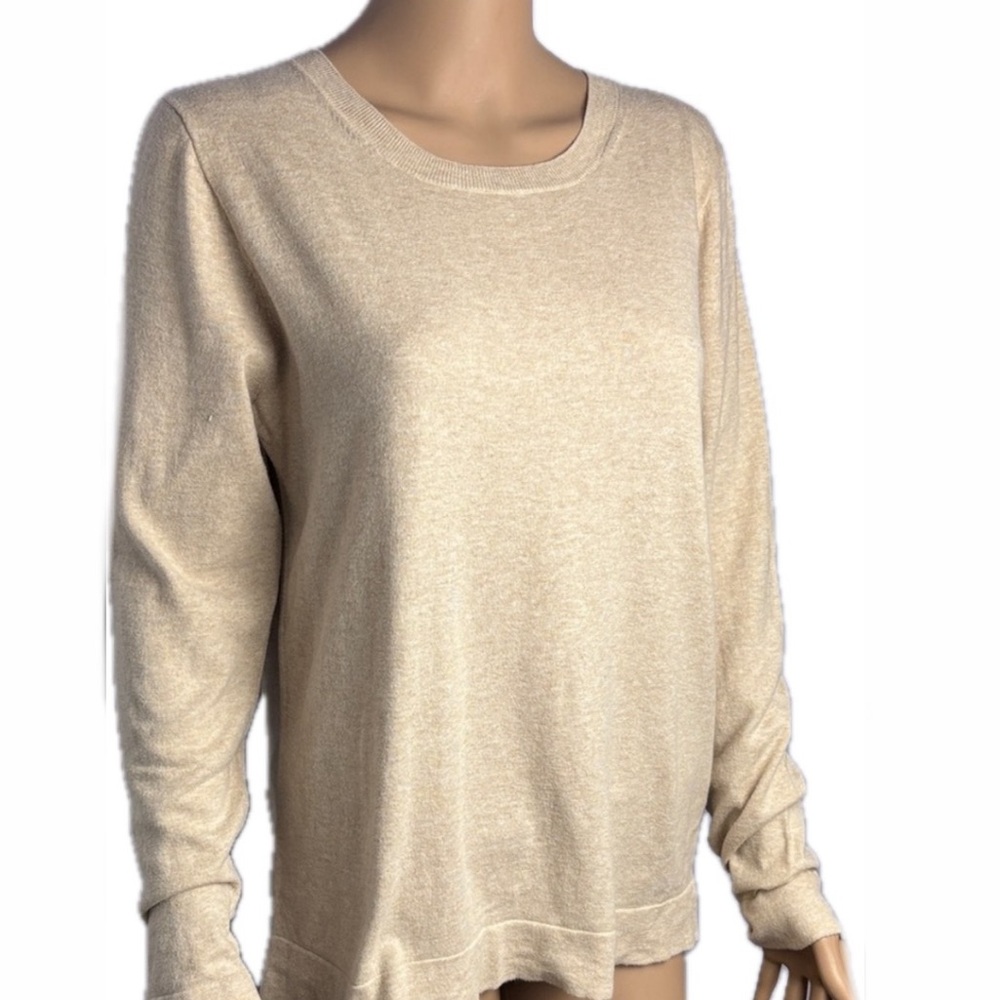 J.Crew Teddie 100% Soft Cotton Solid Cream Color Sand Sweater Extra Long Sleeves